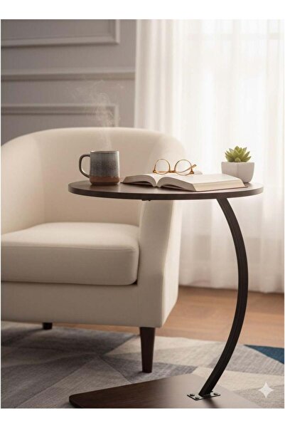 Generic Small Side Service Table in C Shape – Coffee Table by Sofa or Bed