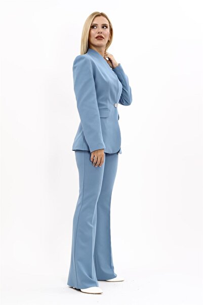 ÖNDER ÖZSOY İspanyol Kol Ceket & İspanyol  Paça Pantolon Takım-Açık Mavi
