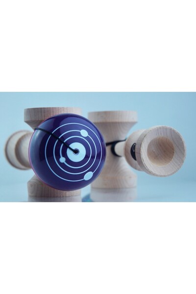 Okendama Kendama SPACE 3, formă ZERO1, lemn, albastră, 17cm