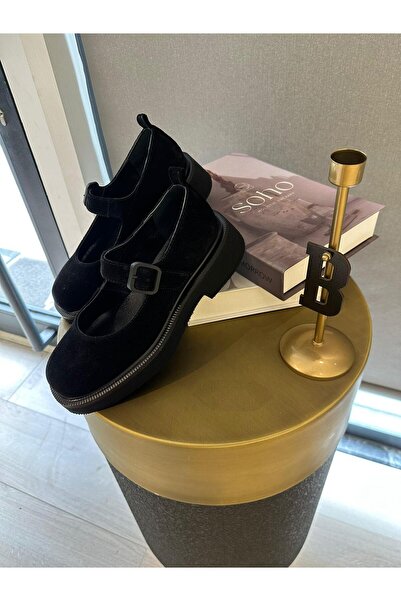 BABLACK حذاء موكاسين نسائي من الجلد الطبيعي بنسبة 100% من جلد نوبوك ذو حزام و...