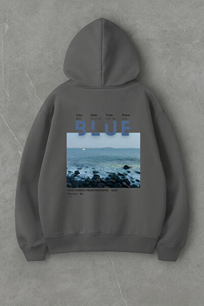 LORVEX Pulover supradimensionat cu imprimeu albastru tricou