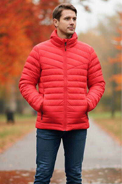 embody Men's Fas jacket with detachable hood, red zip pockets S802
