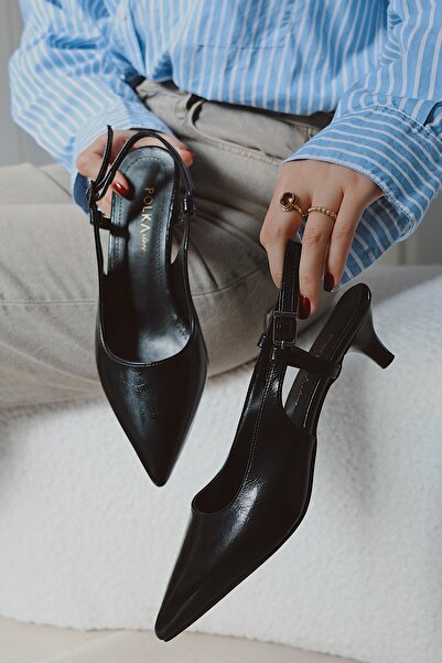 POLKA STORE Sole Sivri Burun Tek Bantlı Tokalı Topuklu Kadın Ayakkabı