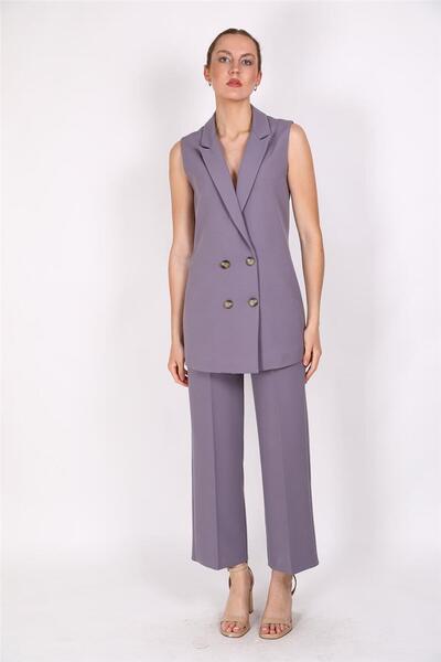 ÖNDER ÖZSOY Midi Boy Klasik Yelek & Bol Paça Pantolon-Antrasit