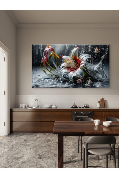 ESLEM SUYA DÜŞEN ÇİÇEK - ÇİÇEK VE SU SENFONİSİ - BASKI KANVAS TABLO