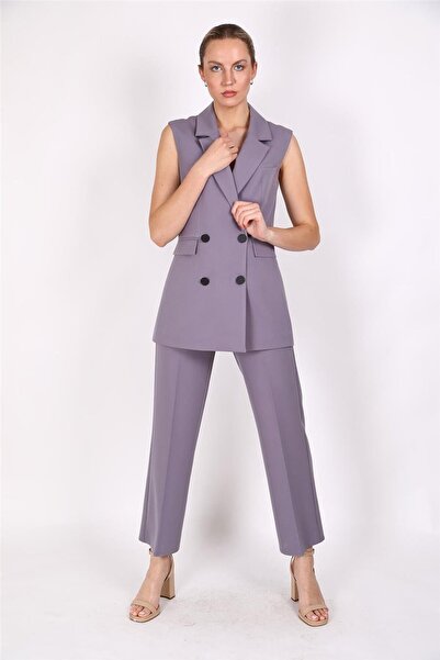 ÖNDER ÖZSOY Blazer Yelek & Bol Paça Pantolon-Antrasit