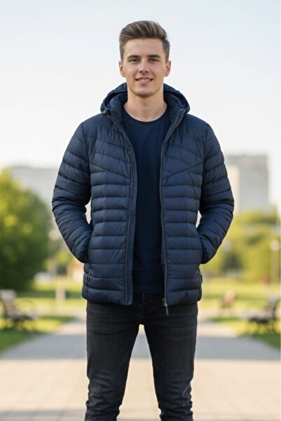 embody Jachetă bărbătească Fas cu glugă detașabilă, buzunare cu fermoar, bleu...