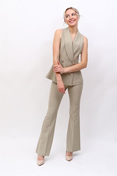 ÖNDER ÖZSOY Abiye Yelek & İspanyol Paça Pantolon Takım-Bambu