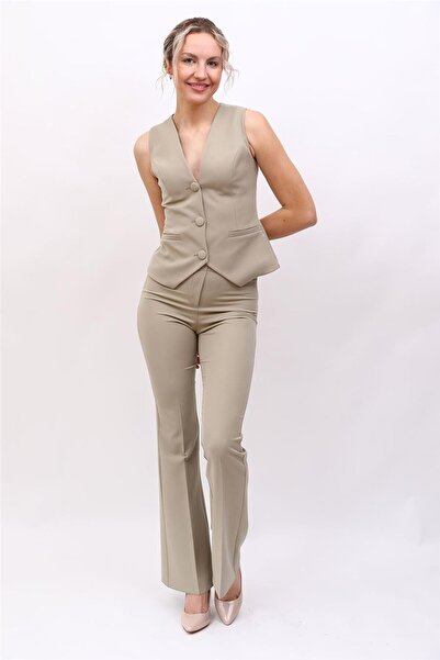 ÖNDER ÖZSOY Klasik Yelek & İspanyol Paça Pantolon Takım-Bambu