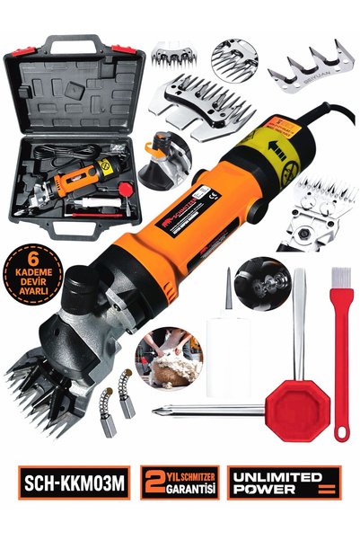 SCHMITZER Pro Seri Metal Şanzuman Profesyonel Koyun Keçi Kırpma-Kırkma Makinası 6 Kademe Devir Ayarlı