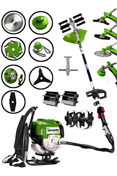 Dragro 4x4 Bahçe Seti 2 Zamanlı Sırt Tipi Benzinli Motorlu Tırpan Ot Çim Çayı...