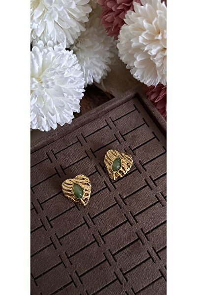 KAD COLLECTION Vintage Heart Earrings with Green Stones