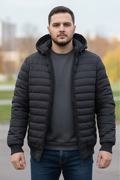 embody Jachetă matlasată supradimensionat pentru bărbați, cu glugă detașabilă...