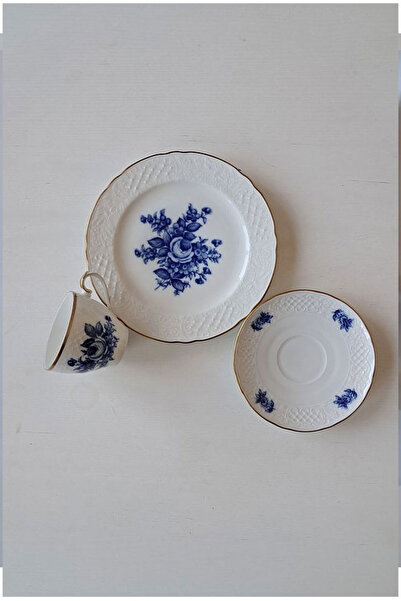 Bavaria Schumann Arzberg Kobalt Mavi Vintage Çay Fincanı 3 Parça 130 ml