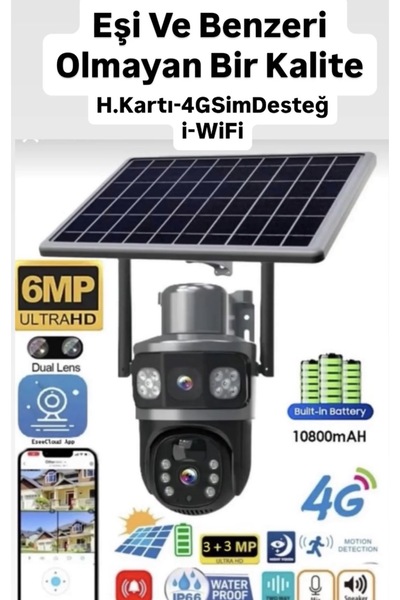 ADR 4K ULTRA HD GECE GÖRÜŞLÜ ÇİFT KAMERALI GÜVENLİK KAMERASI DIŞ MEKAN İP KAMERA 4G Sim Kartlı