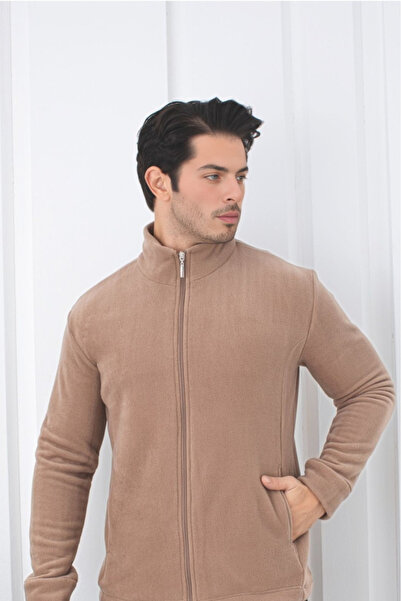 embody Hanorac bărbătesc bej cu fermoar din fleece polar 1028