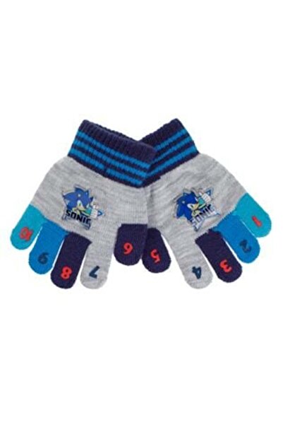 Sonic Blue Gloves with Colored Fingers Numbers for Children 2-5 Years - 1 Pair