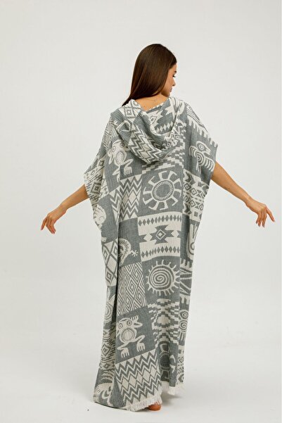 Befera Design Muslin Poncho Ethnic Kimono 100% Cotton Jacquard Bathrobe Caftan Dressing Gown