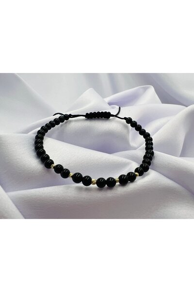 OEM Brățară cu onix si bilute din aur 14k - Reglabila