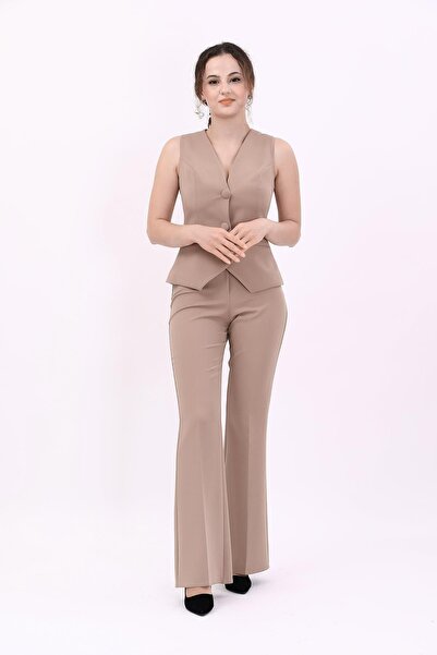 ÖNDER ÖZSOY Klasik Yelek & İspanyol Paça Pantolon Takım-Taş