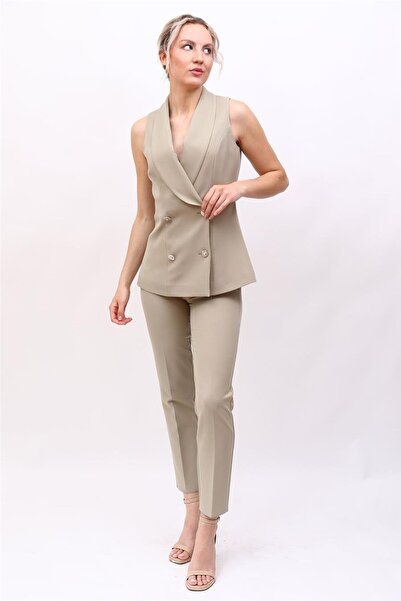 ÖNDER ÖZSOY Abiye Yelek & Boru Paça Pantolon Takım-Bambu