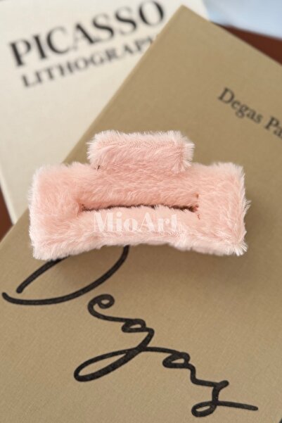 MioArt Λούτρινο κλιπ μαλλιών με γούνινο νύχι για γυναίκες, μονόχρωμο τετράγων...