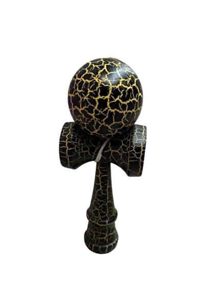 Kendama Японска професионална дървена 4K фигура, черно-жълта, 20 см