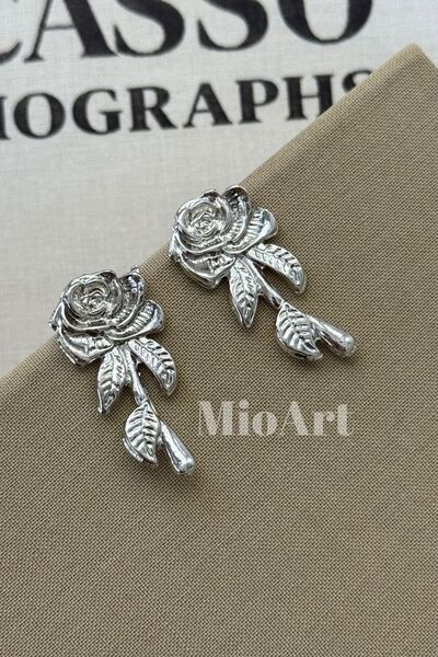 MioArt Women's Rose Pattern Vintage Flower Earrings