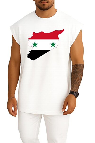 Bahriyeli Collection Oversized Syrian Flag Map Chest Design Tank Top
