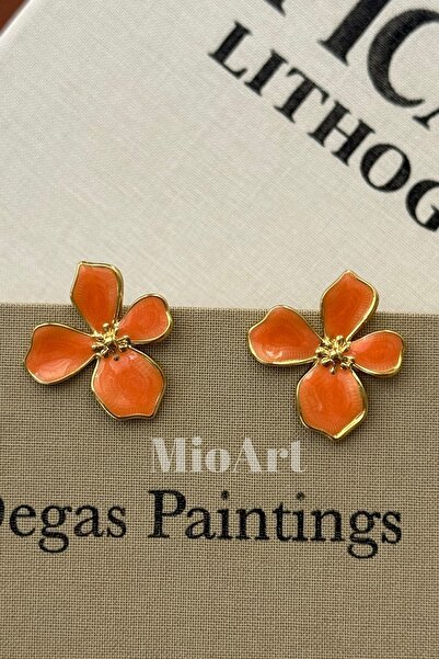 MioArt أقراط نسائية بتصميم أنيق على شكل زهرة ملونة