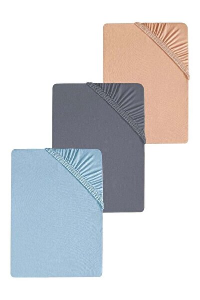 COTENCONCEPT 3 Pieces Oversized Plain Cotton Double 200 X 200 cm Elastic Combed Cotton Bed Sheet