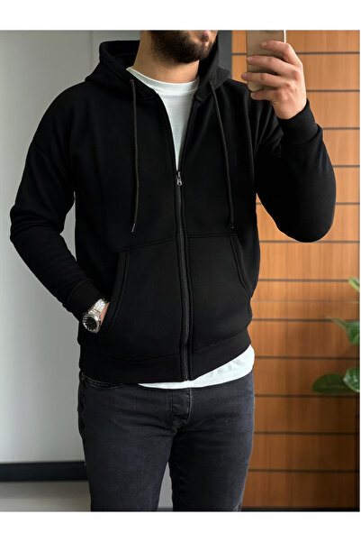 BRLKN Мъжки кардиган с качулка и цип