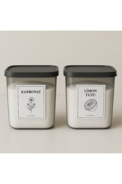 Dem Home 2' Li Antrasit Deterjan Kutusu Saklama Kabı 2000 ml Karbonat Ve Limon Tuzu Kutusu