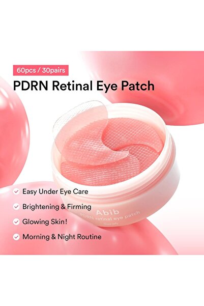 Abib PDRN Retinal Eye Patch Glow jelly 60 Patches, Korean Under Eye Patches for Puffy Eyes and Dark