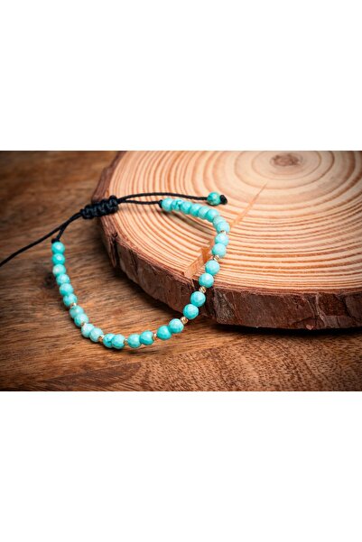 OEM Bracelet with turquoise howlite and 10 gold beads 585 14k
