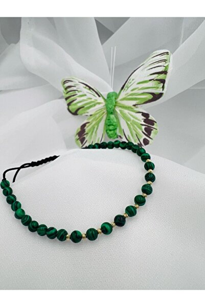OEM Malachite and 14K Gold Bead Bracelet - Adjustable