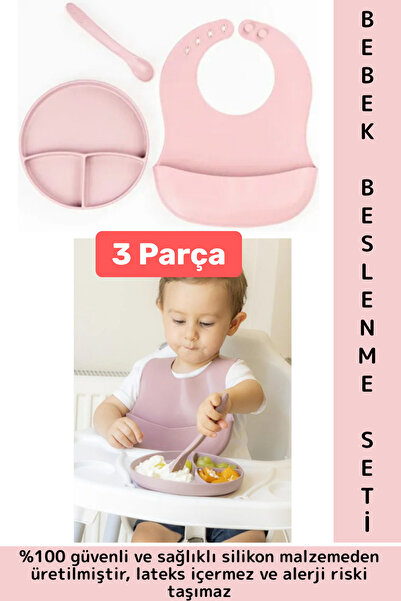 Wintoup طقم تغذية للأطفال من السيليكون مكون من 3 قطع مع ملعقة وصحن مفرغة الهو...