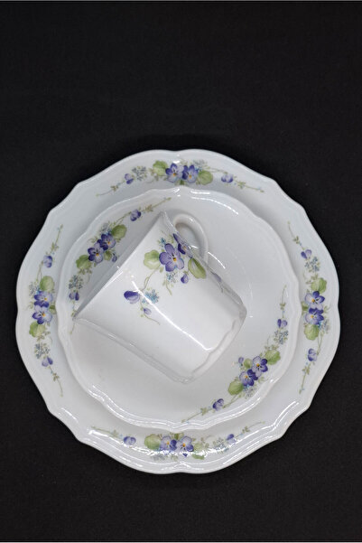 Bavaria Röslau Violet Vintage Porcelain Tea Cup 3 Pieces 150 ml