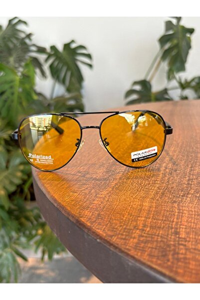 funeyes Antifar Polarized Yellow Glass Black Drop Model Sunglasses Unisex Women Men Glasses