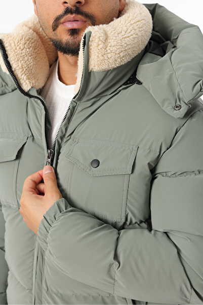 Rodrigo Ανδρικό χοντρό χειμωνιάτικο παλτό με φουσκωτό γιακά από γούνα Nova Fabric με σφιχτή γέμιση από ίνες