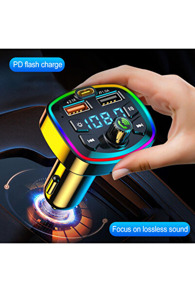 MaxTech Modulator auto Bluetooth FM cu încărcare rapidă și afișaj LED