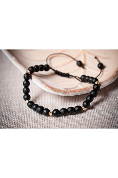 OEM Brățară cu Onix si bilute din Aur 14K - Reglabila