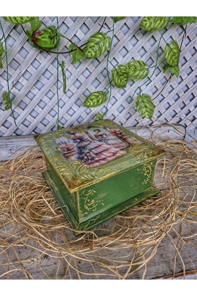 buraxe El yapımı vintage ahşap dekoratif kutu,anı/takı/malzeme kutusu,yeni yı...