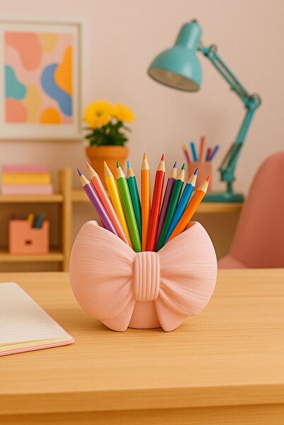 LİZA HOME DECORATION Fiyonk Desenli Dekoratif Kap - Pembe