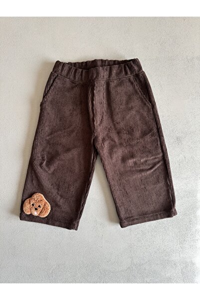 Purdy Plum Ayıcıklı Detaylı Kadife Çocuk Pantolon