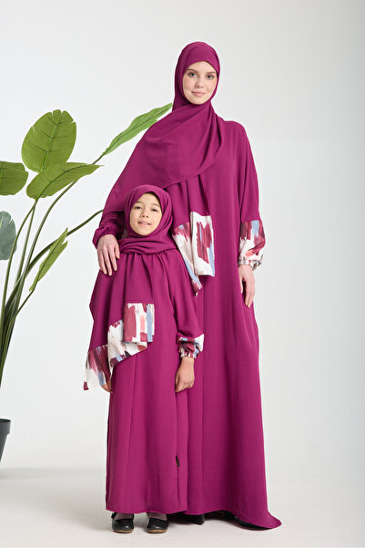 MAS MODA فستان حجابي مع شال للعائلة والأم والابنة (يُباع بشكل فردي)