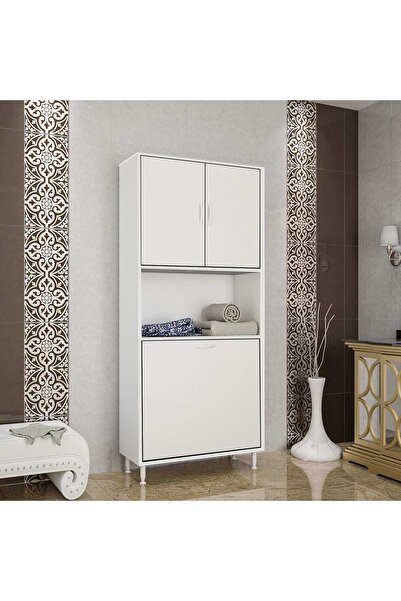 Modilayn Bella Kirli Çamaşır Sepetli Çok Amaçlı Dolap Banyo Dolabı 75x160x32,...