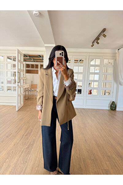 My Blog Khaki Striped Lined Jacket - 7560