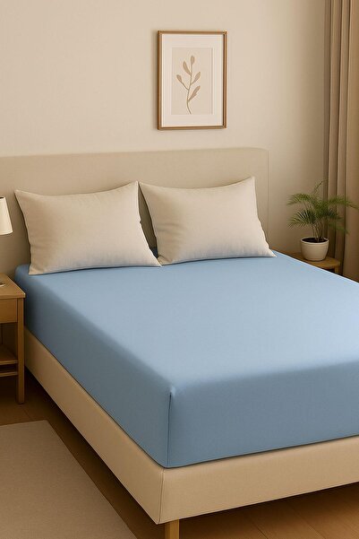 COTENCONCEPT 4 Pieces Oversized Plain Cotton Double 200 X 200 cm Elastic Combed Cotton Bed Sheet