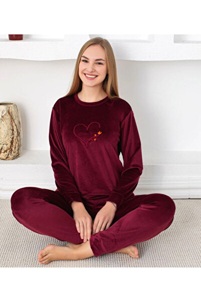 Star Fashion Pijama dama catifea Welsoft, bluza cu maneca lunga si pantaloni ...